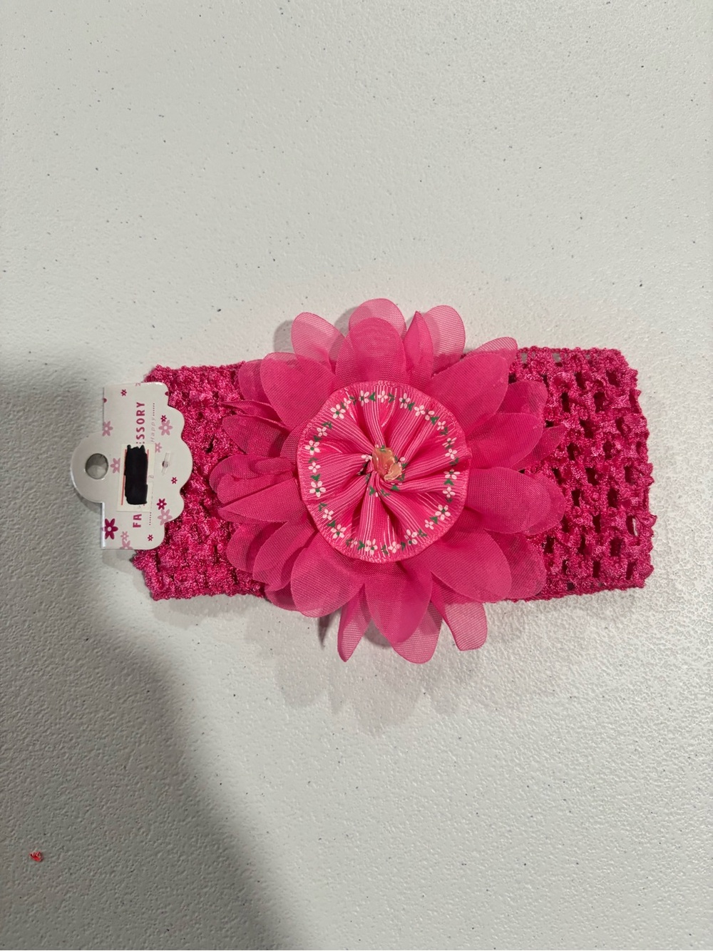 Pink Floral Stretch Headband for Kids